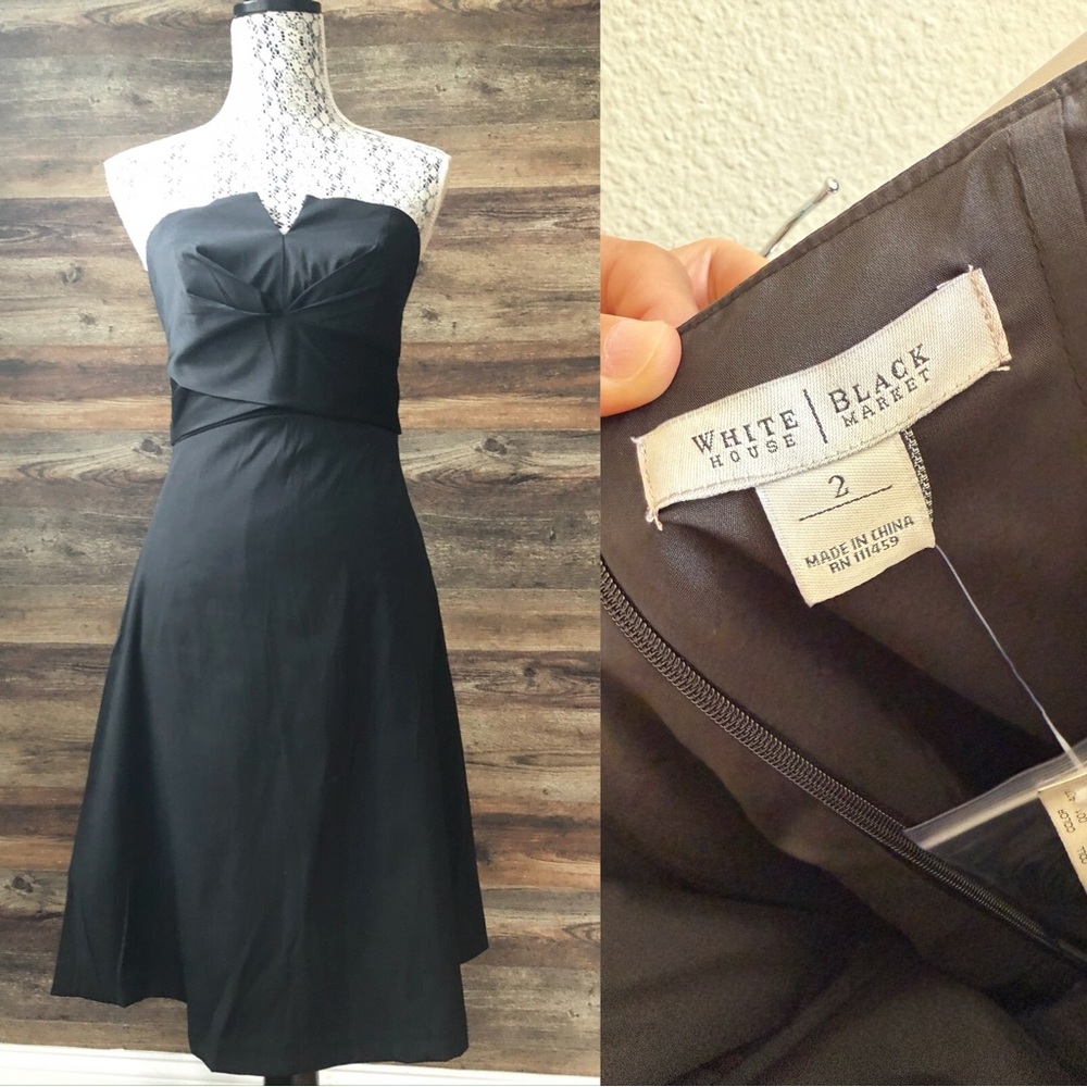 White House Black Market Black Strapless Dress-Size 2-NWT
